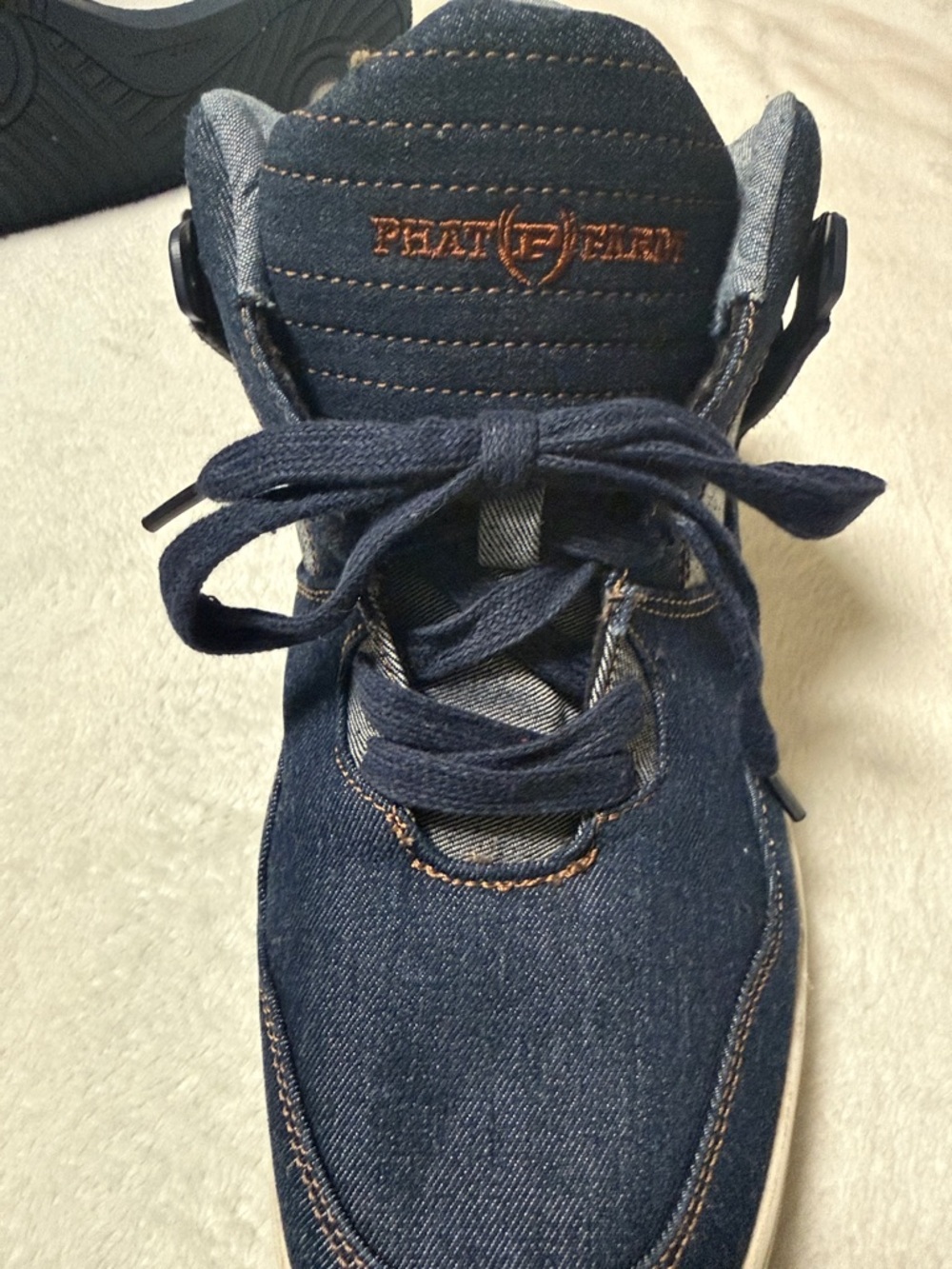 Phat Farm High-Top Sneakers in Navy Blue Denim - Picture 3 of 9